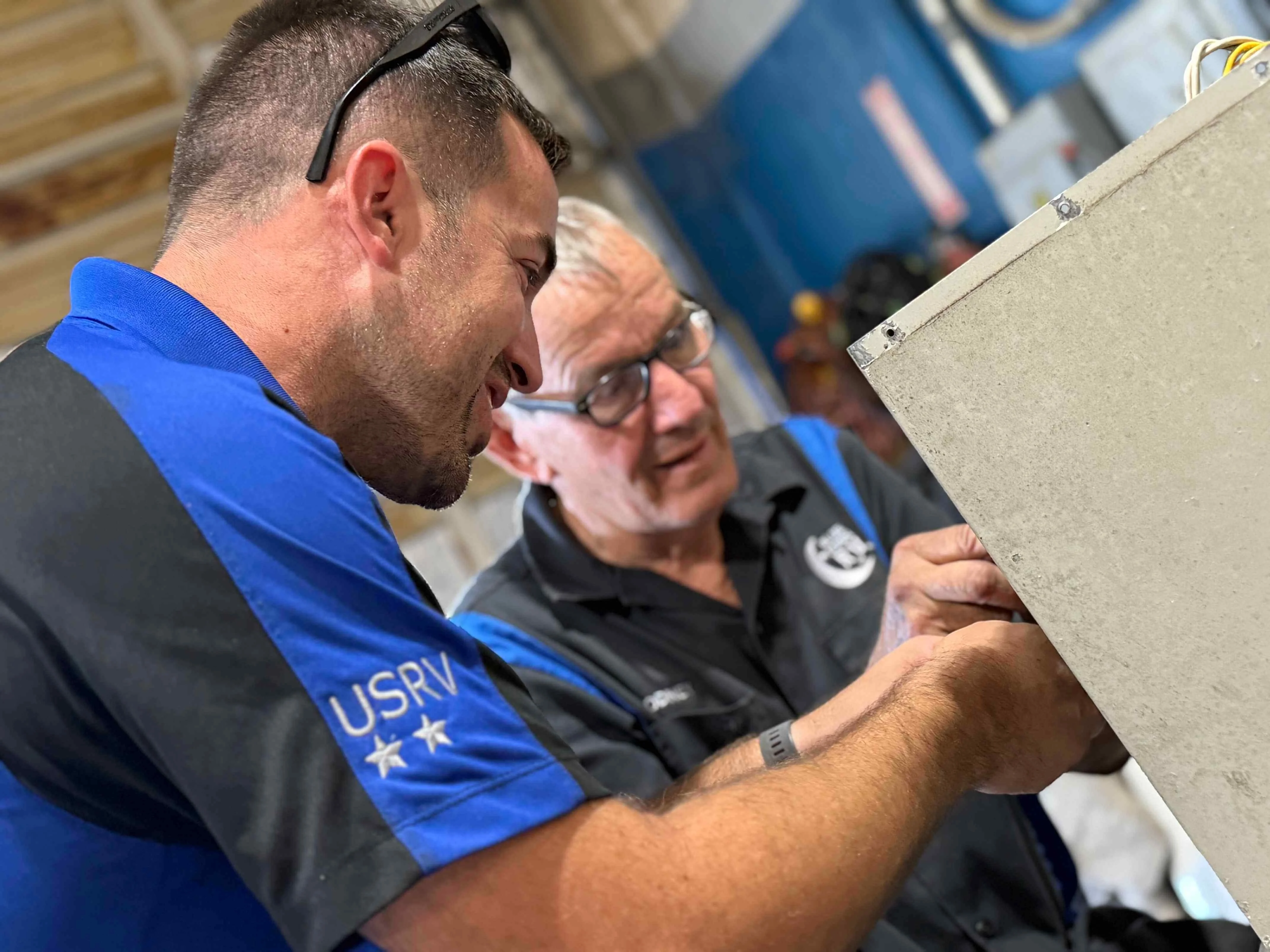 RV Systems Repair In Progress Technician-focused RV electrical and systems repair at Blue Moon Mobile RV